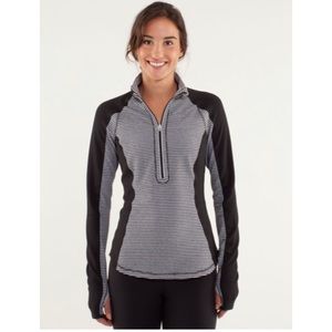 Lululemon Run: U-Turn Pullover Mini Check Pique Blackwhite